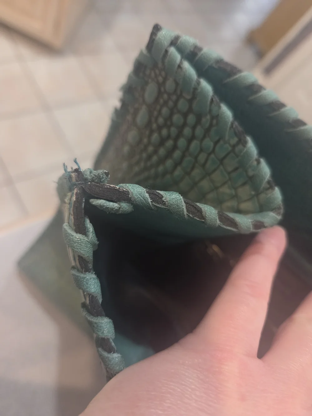 Juan Antonio Crocodile Turquoise Leather Purse Tote Bag Large